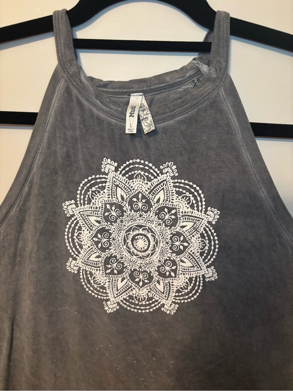 MUDD Charcoal Gray Tank with White Mandala